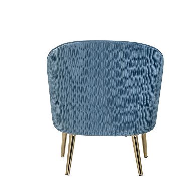 Accent Chair with Velvet Upholstery and Metal Legs, Blue