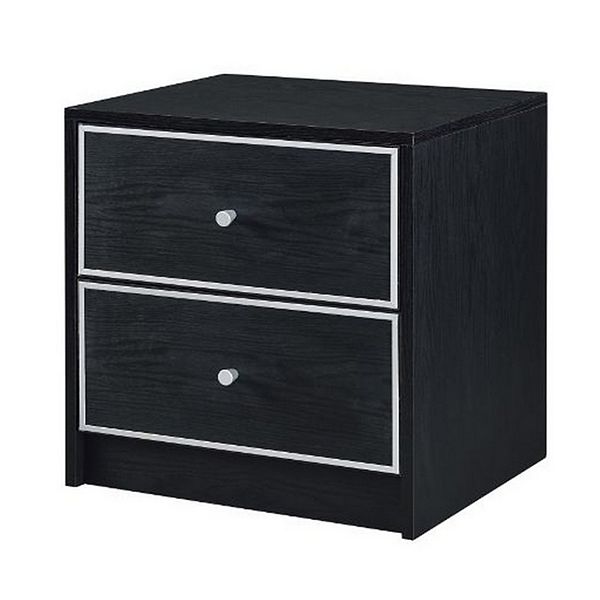 Accent Table with 2 Storage Drawers and Intricate Trimming, Black
