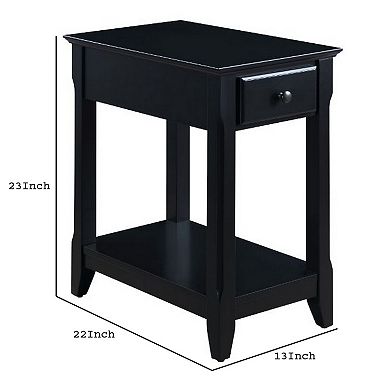 Accent Table with 1 Drawer and Bottom Shelf, Black