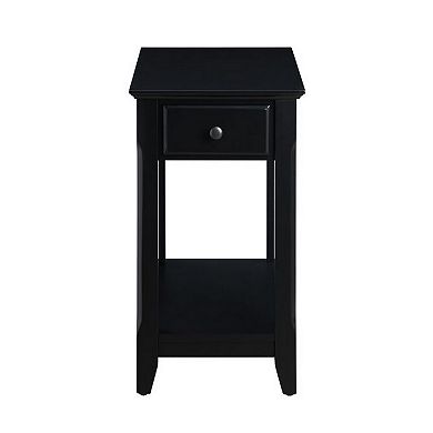 Accent Table with 1 Drawer and Bottom Shelf, Black