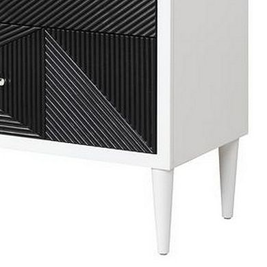 Accent table with Geometric Pattern 2 Drawer Front, Black and White