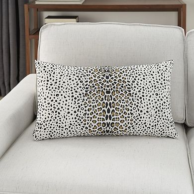 Mina Victory Leopard White Black Outdoor Throw Pillow