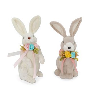 Sweet Floral Bunnies Table Decor 2 pc Set