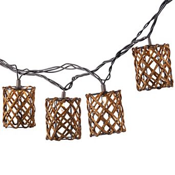 Rattan Weave Cylindrical Patio String Lights