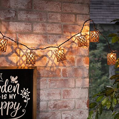 Rattan Weave Cylindrical Patio String Lights