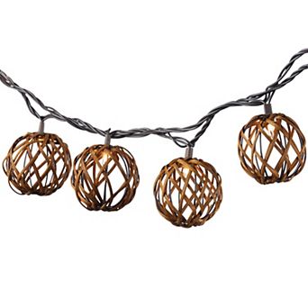 Rattan Weave Sphere Patio String Lights