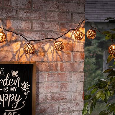 Rattan Weave Sphere Patio String Lights