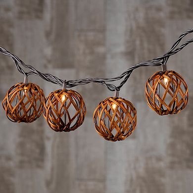 Rattan Weave Sphere Patio String Lights