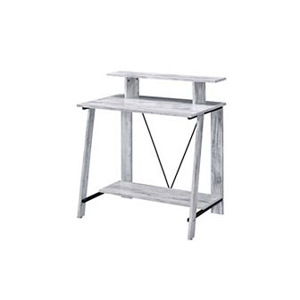 Writing Desk with V Shaped Frame, Antique White and Black