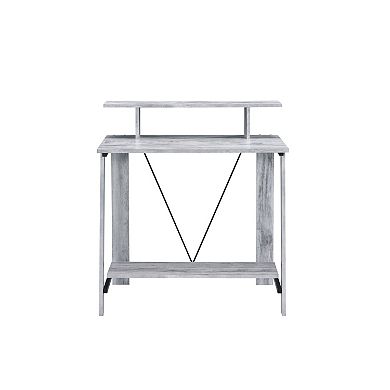 Writing Desk with V Shaped Frame, Antique White and Black