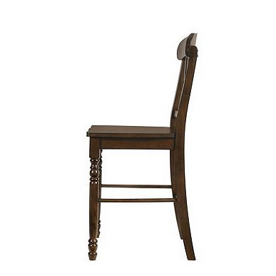 Counter Height Chair with Overlapping X Back, Set of 2, Brown