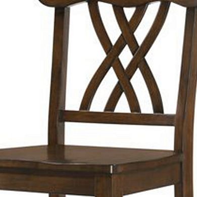 Counter Height Chair with Overlapping X Back, Set of 2, Brown
