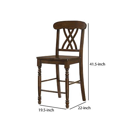 Counter Height Chair with Overlapping X Back, Set of 2, Brown