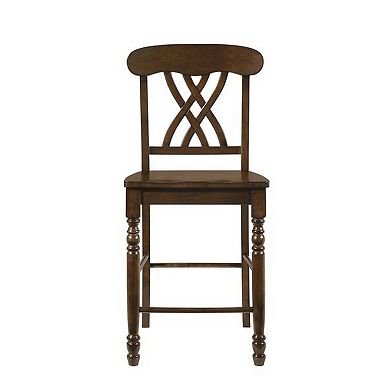 Counter Height Chair with Overlapping X Back, Set of 2, Brown