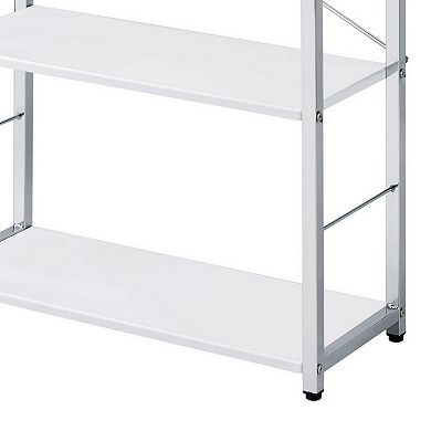 Bookshelf with X Shaped Cross Bar Chrome Finish, White