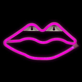 10.5" Pink Lips LED Neon Style Valentine's Day Wall Sign