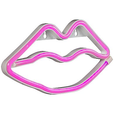 10.5" Pink Lips LED Neon Style Valentine's Day Wall Sign