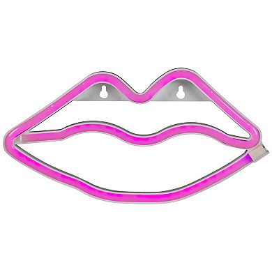 10.5" Pink Lips LED Neon Style Valentine's Day Wall Sign