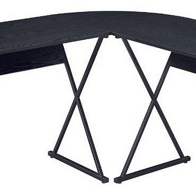 Writing Desk with L Shaped Top and S-Shaped Base , Black