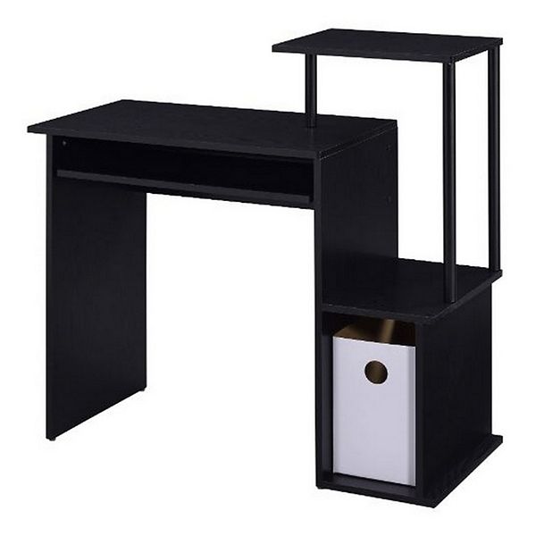 Computer Desk with Built In Bookshelf, Black