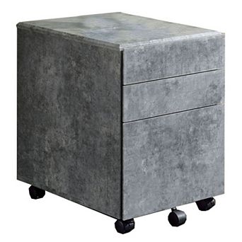 Contemporary Style File Cabinet with 3 Storage Drawers and Casters, Gray