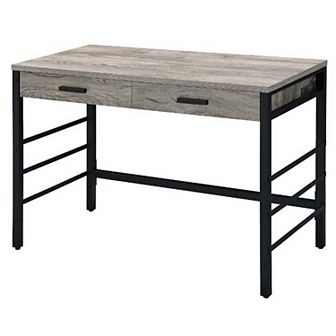 Built-in USB Port Writing Desk, Light Weathered Oak and Black