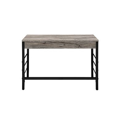 Built-in USB Port Writing Desk, Light Weathered Oak and Black