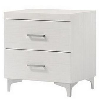 Nightstand with 2 Drawers and Bar Handle, White
