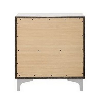 Nightstand with 2 Drawers and Bar Handle, White