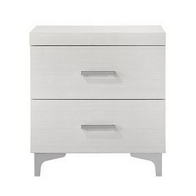 Nightstand with 2 Drawers and Bar Handle, White