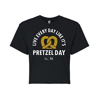 Juniors' The Office Pretzel Day Cropped Tee
