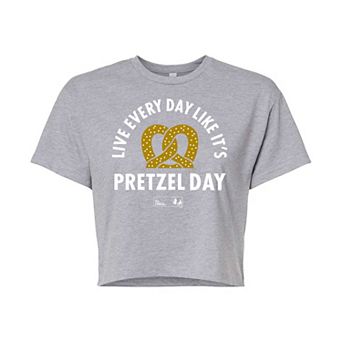 Juniors' The Office Pretzel Day Cropped Tee