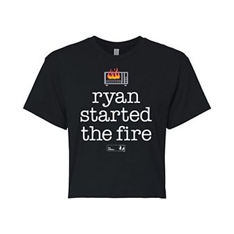 Juniors' The Office Ryan Fire Cropped Tee