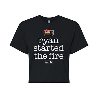 Juniors' The Office Ryan Fire Cropped Tee