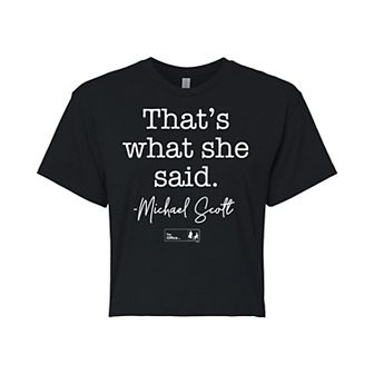 Juniors' The Office She Said Cropped Tee