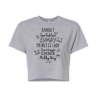 Juniors' The Office Angela's Cats Cropped Tee