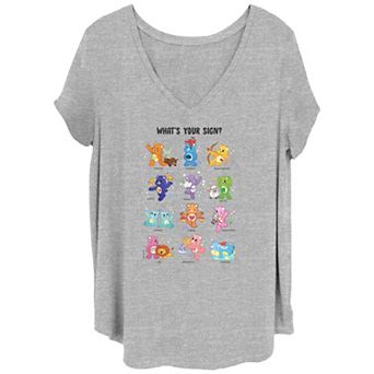 Juniors' Plus Size Care Bears What's Your Sign V-Neck Tee