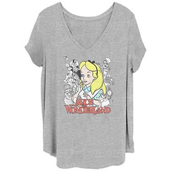 Disney's Alice In Wonderland Juniors' Plus Size V-Neck Tee