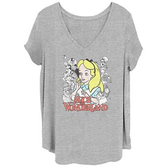 Disney's Alice In Wonderland Juniors' Plus Size V-Neck Tee