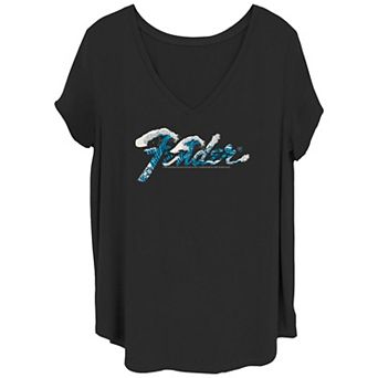 Juniors' Plus Size Fender Wah-Wah Wave V-Neck Tee