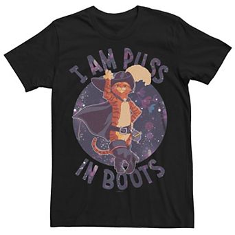 Men's Puss In Boots Space And Flowers Tee