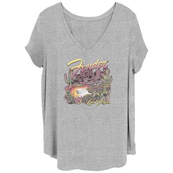 Juniors' Plus Size Fender Las Vegas V-Neck Tee