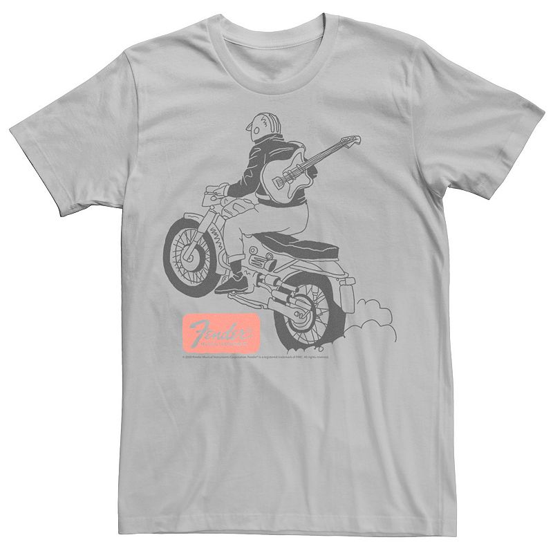 Men's Fender Musical Motorcycle Tee, Size: Medium, Silver