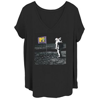 Juniors' Plus Size MTV In Space V-Neck Graphic Tee
