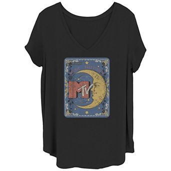 Juniors' Plus Size MTV Tarot Card V-Neck Graphic Tee