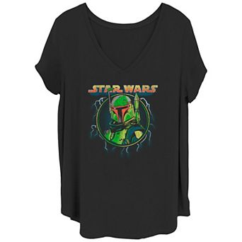 Disney's Size Star Wars Juniors' Plus Size Boba Tea V-Neck Graphic Tee