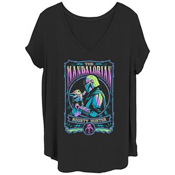Disney's Mandalorian Juniors' Plus Size Bounty Hunter V-Neck Graphic Tee