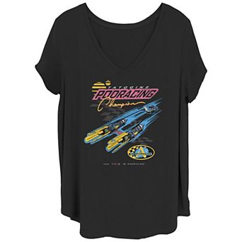 Disney's Star Wars Juniors' Plus Size Pod Racing Champion Neon Space Racer V-Neck Graphic Tee