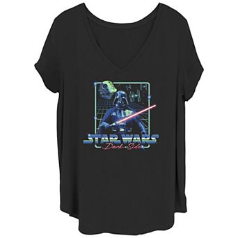 Disney's Star Wars Juniors' Plus Size Dark Side Darth Vader V-Neck Graphic Tee