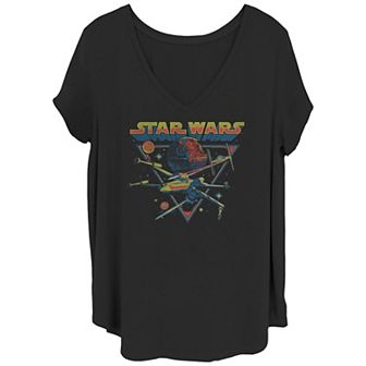 Disney's Star Wars Juniors' Plus Size Space Battle V-Neck Graphic Tee